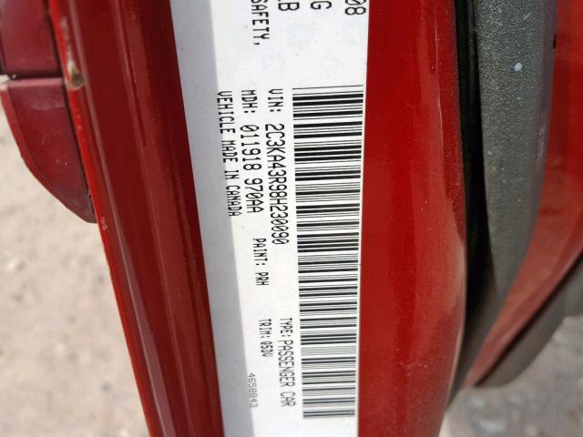 2C3KA43R98H230090 - 2008 CHRYSLER 300 LX RED photo 10