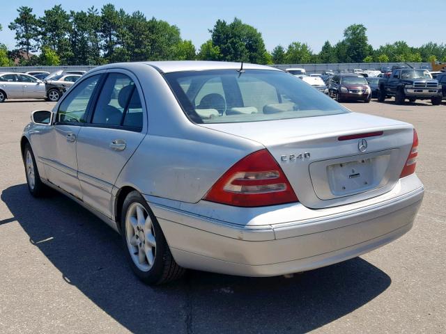 WDBRF61J12F283636 - 2002 MERCEDES-BENZ C 240 SILVER photo 3