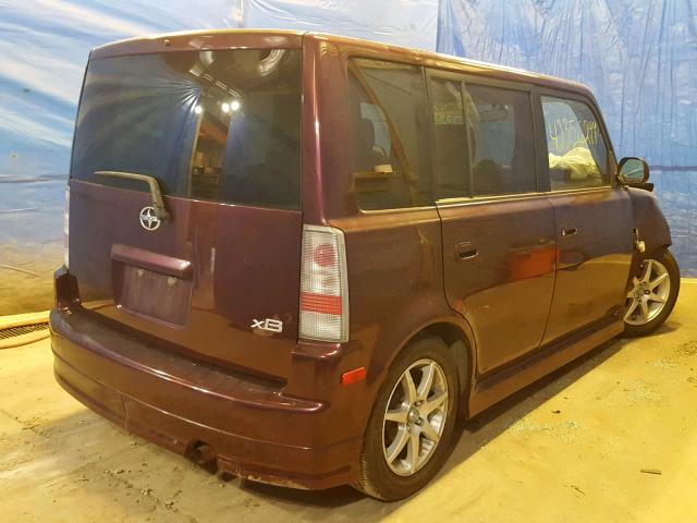 JTLKT324550199186 - 2005 TOYOTA SCION XB BURGUNDY photo 4