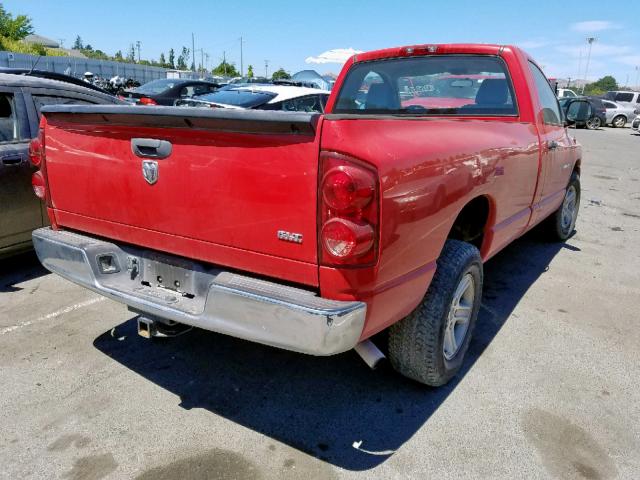 1D7HA16N27J537665 - 2007 DODGE RAM 1500 S RED photo 4