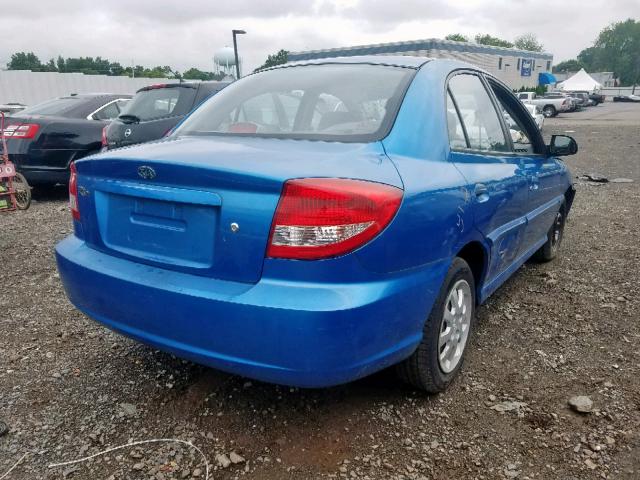 KNADC125636232320 - 2003 KIA RIO BLUE photo 4