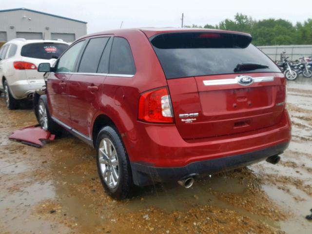 2FMDK3KCXEBA34548 - 2014 FORD EDGE LIMIT MAROON photo 3