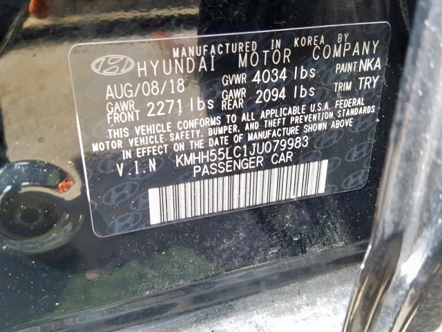 KMHH55LC1JU079983 - 2018 HYUNDAI ELANTRA GT BLACK photo 10