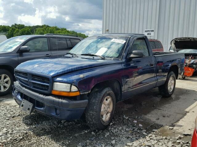 1B7FL26X21S254669 - 2001 DODGE DAKOTA BLUE photo 2