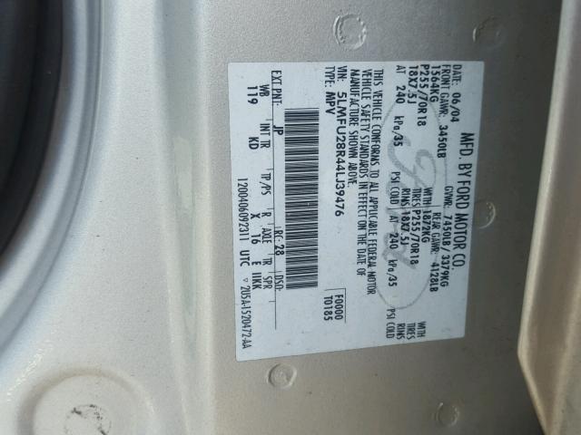 5LMFU28R44LJ39476 - 2004 LINCOLN NAVIGATOR Күміс фото 10