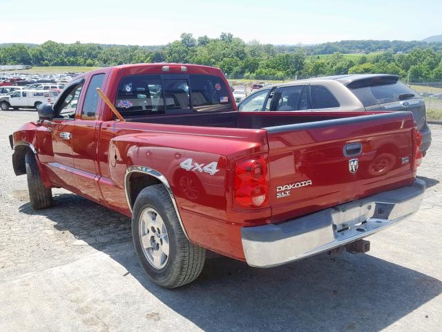 1D7HW42N66S611154 - 2006 DODGE DAKOTA SLT RED photo 3