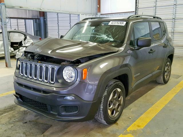 ZACCJAAB9HPE61204 - 2017 JEEP RENEGADE S GRAY photo 2