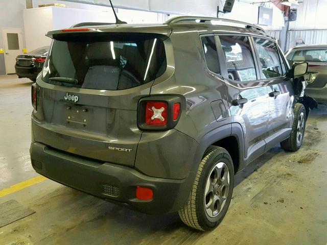 ZACCJAAB9HPE61204 - 2017 JEEP RENEGADE S ნაცრისფერი ფოტო 4