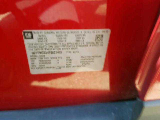 3GYFNCE34FS621463 - 2015 CADILLAC SRX PERFOR 红色 照片 10