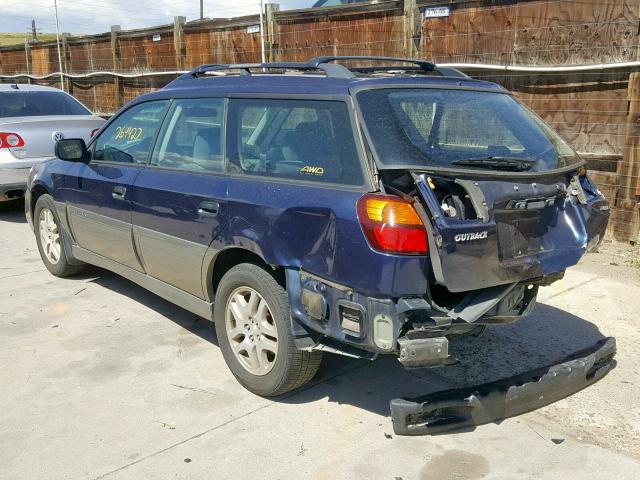 4S3BH675147642763 - 2004 SUBARU LEGACY OUT BLUE photo 3