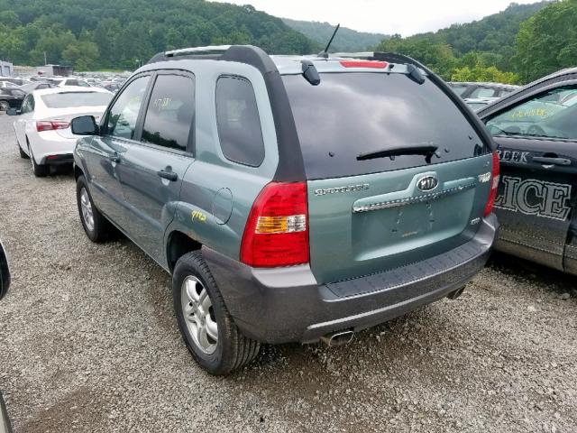 KNDJE723377329380 - 2007 KIA SPORTAGE E GREEN photo 3