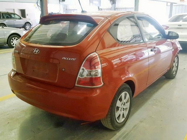 KMHCM36C18U094488 - 2008 HYUNDAI ACCENT GS ORANGE photo 4