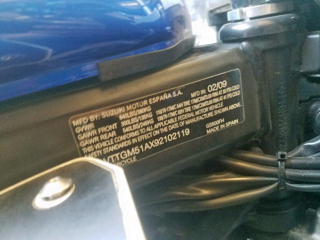 VTTGM51AX92102119 - 2009 SUZUKI GS500 BLUE photo 10