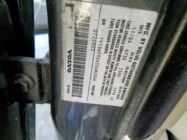 YV1SW592452482356 - 2005 VOLVO V70 FWD GRAY photo 10