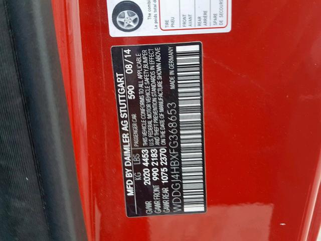 WDDGJ4HBXFG368653 - 2015 MERCEDES-BENZ C 250 RED photo 10