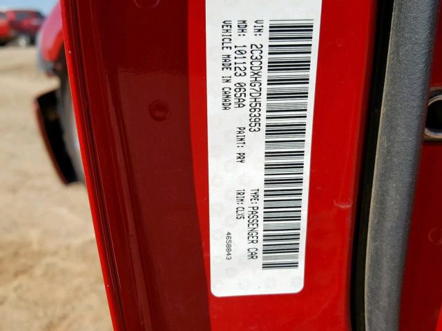 2C3CDXHG7DH563953 - 2013 DODGE CHARGER SX RED photo 10