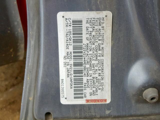 JT2SV21W4M0386140 - 1991 TOYOTA CAMRY DLX 灰色 照片 10