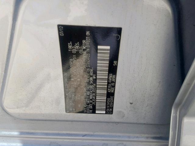 JTLZE4FE8CJ022754 - 2012 TOYOTA SCION XB 银色 照片 10