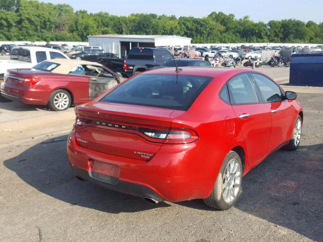 1C3CDFCH0DD310139 - 2013 DODGE DART LIMIT RED photo 4