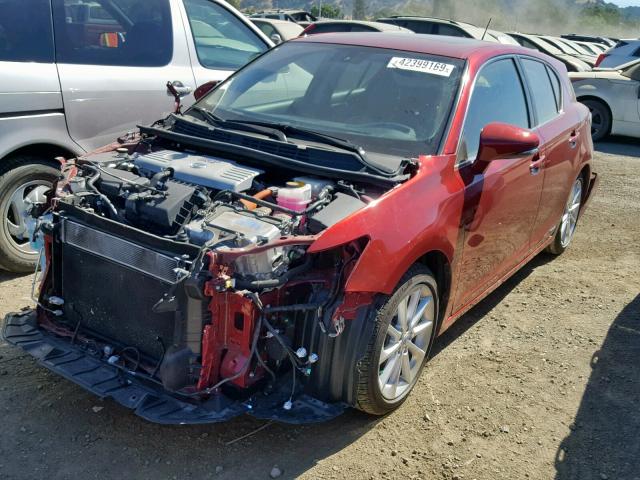 JTHKD5BH9D2136665 - 2013 LEXUS CT 200 RED photo 2