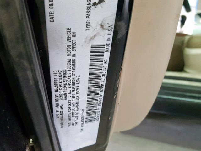 4S3BL676054212510 - 2005 SUBARU LEGACY GT BLACK photo 10