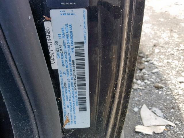 3VWCC21C2YM464468 - 2000 VOLKSWAGEN NEW BEETLE შავი ფოტო 10