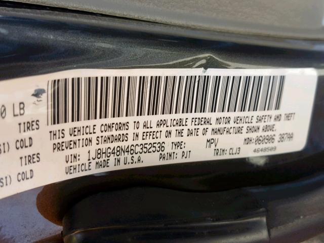 1J8HG48N46C352536 - 2006 JEEP COMMANDER BROWN photo 10