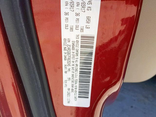 2C4RDGBG7FR635245 - 2015 DODGE GRAND CARA RED photo 10