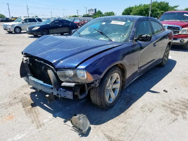 2C3CDXHG2EH368649 - 2014 DODGE CHARGER SX BLUE photo 2