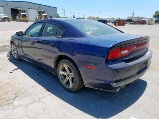 2C3CDXHG2EH368649 - 2014 DODGE CHARGER SX BLUE photo 3