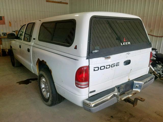 1B7GL2AN01S121905 - 2001 DODGE DAKOTA QUA WHITE photo 3