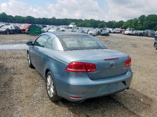 WVWBW7AH9CV011087 - 2012 VOLKSWAGEN EOS KOMFOR BLUE photo 3