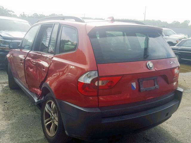 WBXPA73454WB28018 - 2004 BMW X3 2.5I RED photo 3