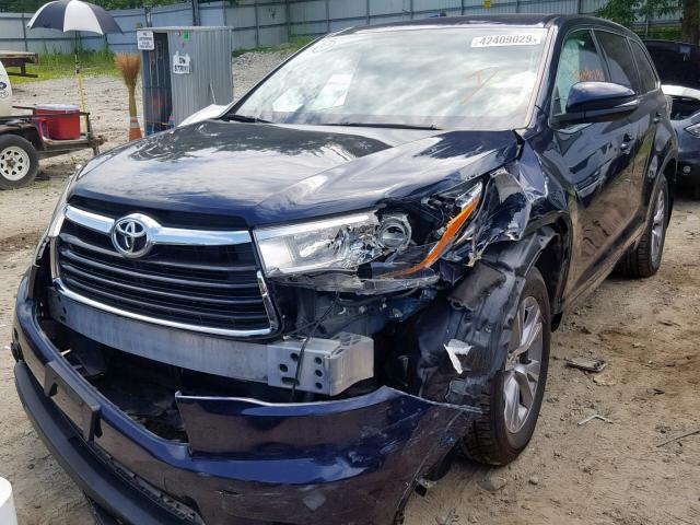 5TDBKRFH8ES045048 - 2014 TOYOTA HIGHLANDER BLUE photo 2