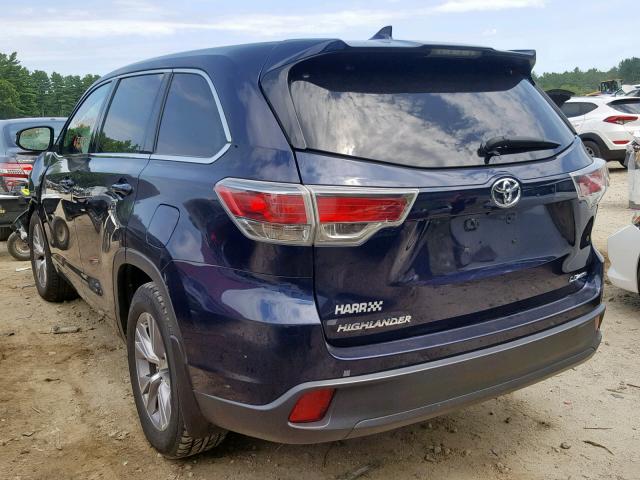 5TDBKRFH8ES045048 - 2014 TOYOTA HIGHLANDER BLUE photo 3