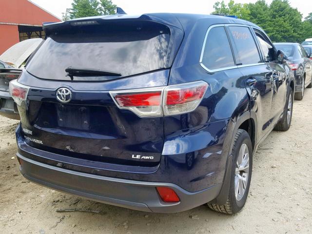 5TDBKRFH8ES045048 - 2014 TOYOTA HIGHLANDER BLUE photo 4