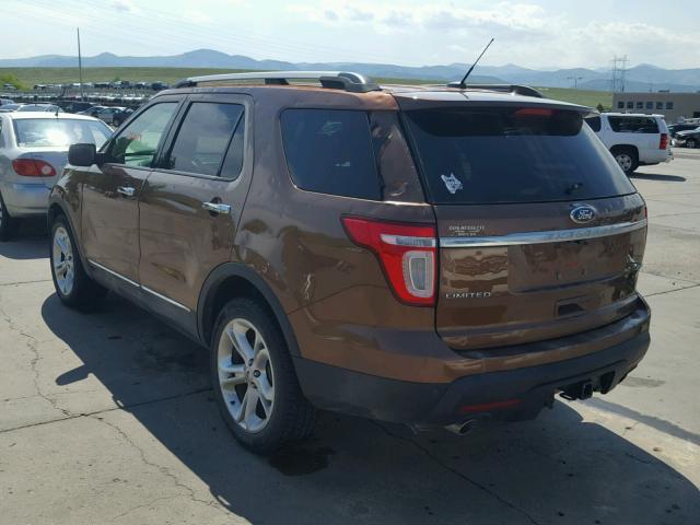 1FMHK8F84BGA02543 - 2011 FORD EXPLORER L BROWN photo 3