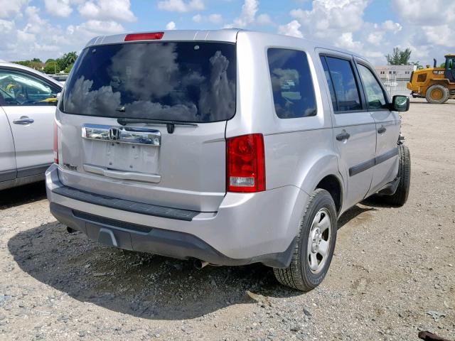 5FNYF3H28FB031841 - 2015 HONDA PILOT LX SILVER photo 4