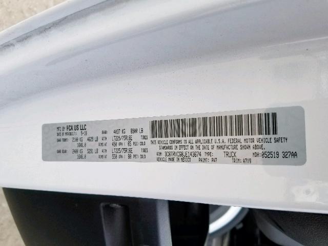 3C6TRVCG8JE143674 - 2018 RAM PROMASTER 白色 照片 10