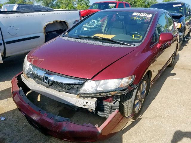 19XFA16989E001520 - 2009 HONDA CIVIC EXL RED photo 2