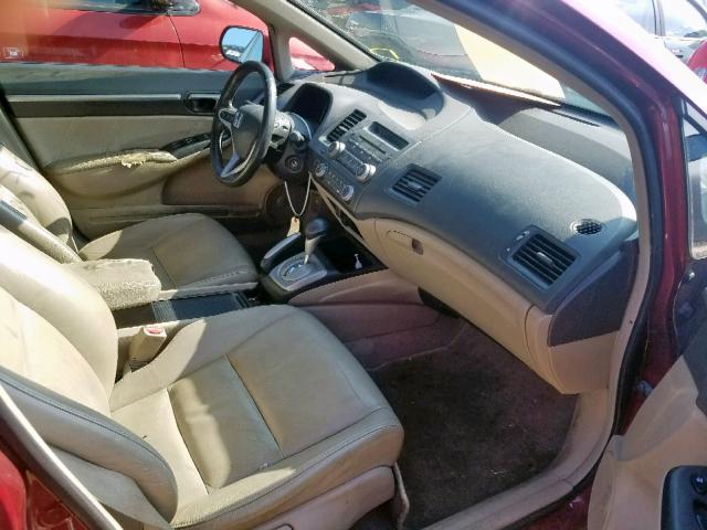 19XFA16989E001520 - 2009 HONDA CIVIC EXL RED photo 5