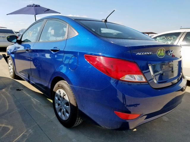 KMHCT4AE4GU060710 - 2016 HYUNDAI ACCENT SE BLUE photo 3