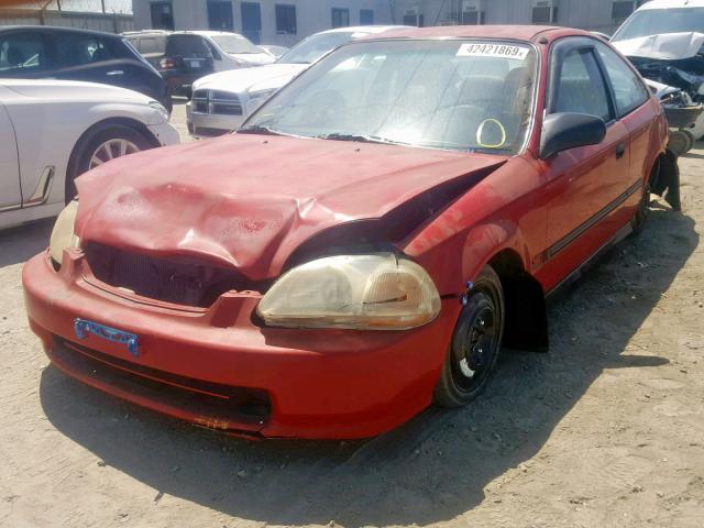 1HGEJ6128WL074619 - 1998 HONDA CIVIC DX RED photo 2