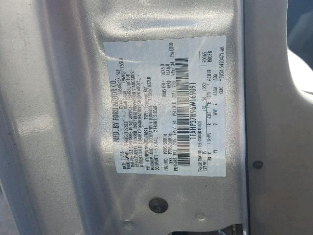 1FAHP37N96W169091 - 2006 FORD FOCUS ZX5 SILVER photo 10