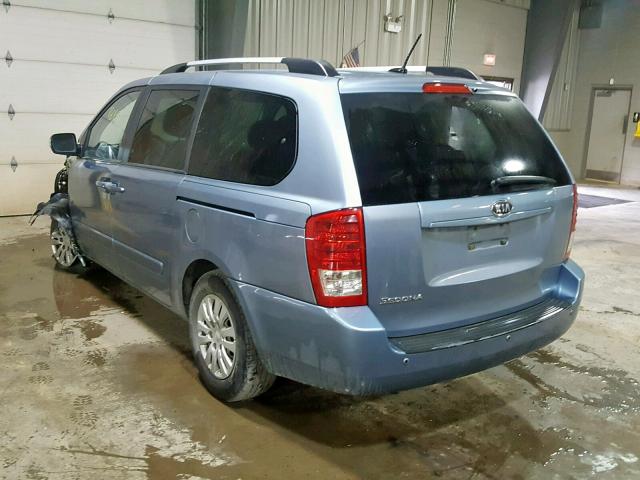 KNDMG4C71B6384738 - 2011 KIA SEDONA LX BLUE photo 3