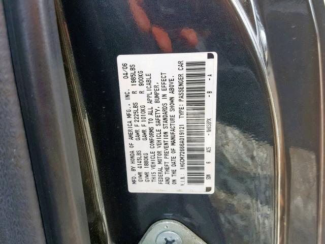 1HGCM72666A019121 - 2006 HONDA ACCORD EX GRAY photo 10