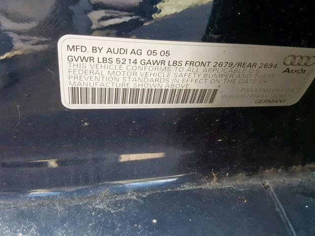 WAUDG74F85N120883 - 2005 AUDI A6 3.2 QUA BLUE photo 10