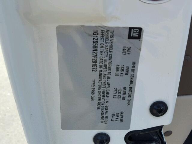 1G1ZS58N27F281572 - 2007 CHEVROLET MALIBU LS თეთრი ფოტო 10