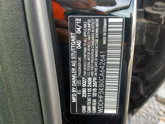 WDDHF5KB0CA642641 - 2012 MERCEDES-BENZ E 350 BLACK photo 10