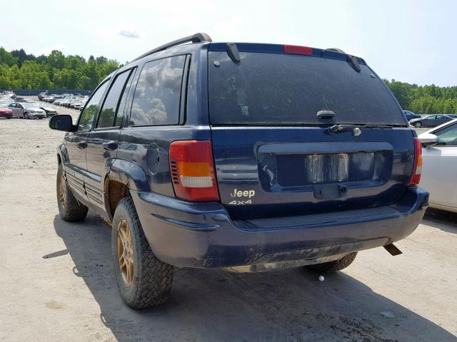 1J4GW48S64C280774 - 2004 JEEP GRAND CHER BLUE photo 3